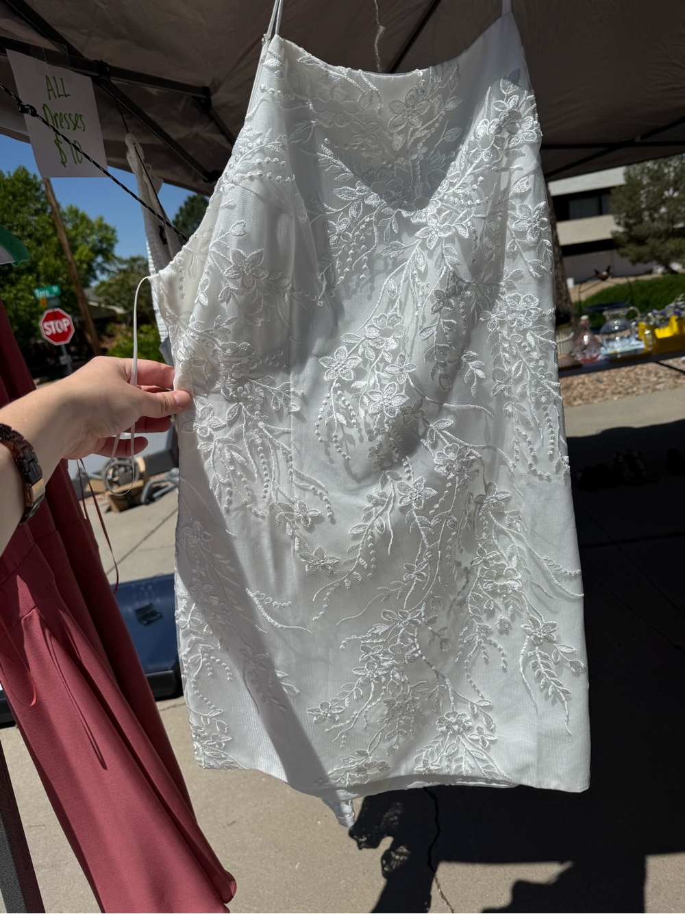 White Embroidered Slip Dress - Elegant Women's Dress